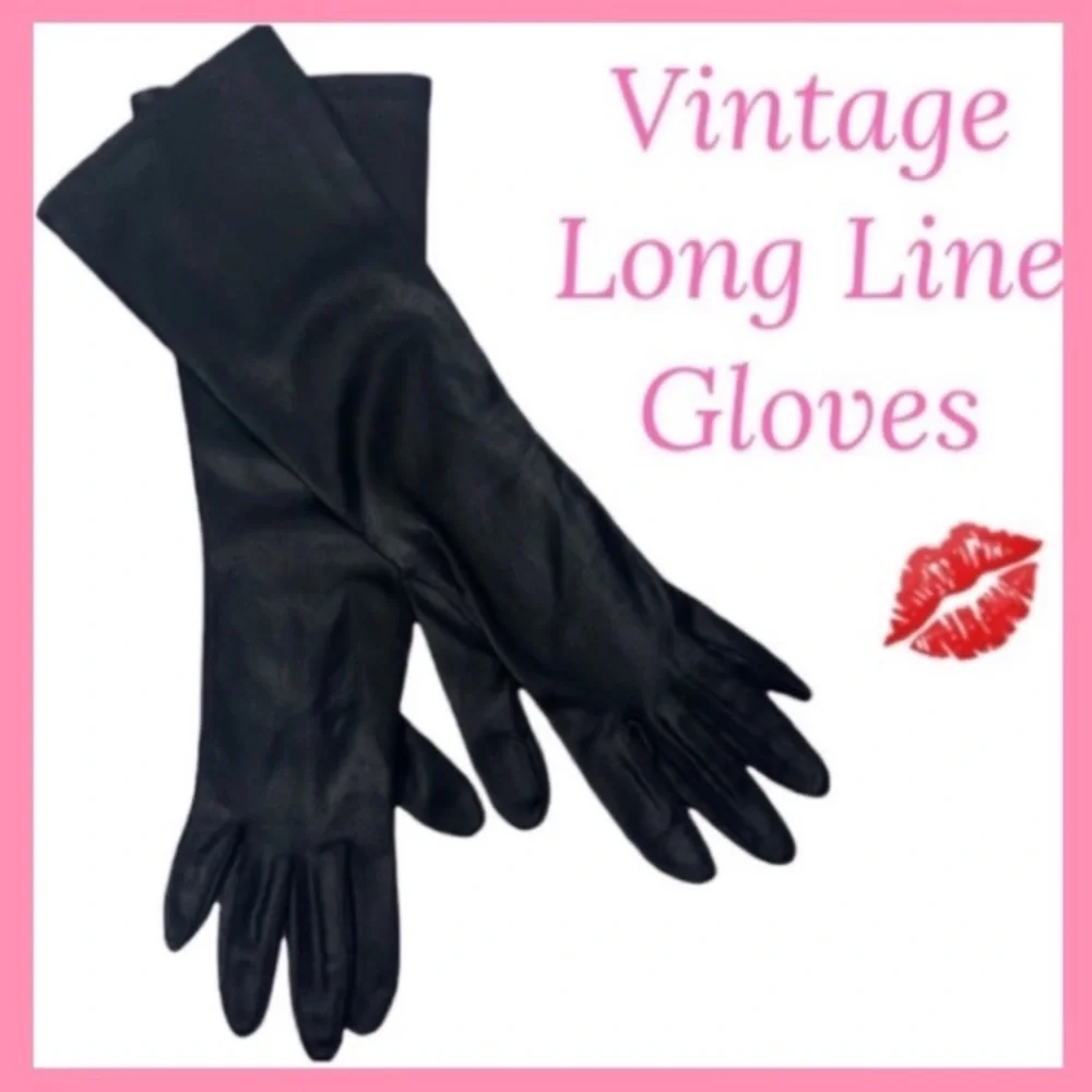 Long Length Gloves Black Vintage Dress Gloves Victorian Edwardian Audrey Hepburn
